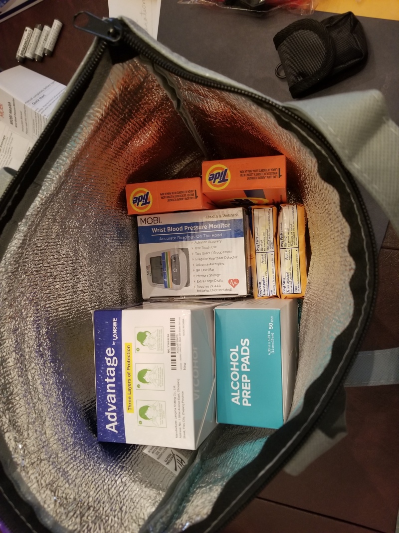 Supplies in a bag